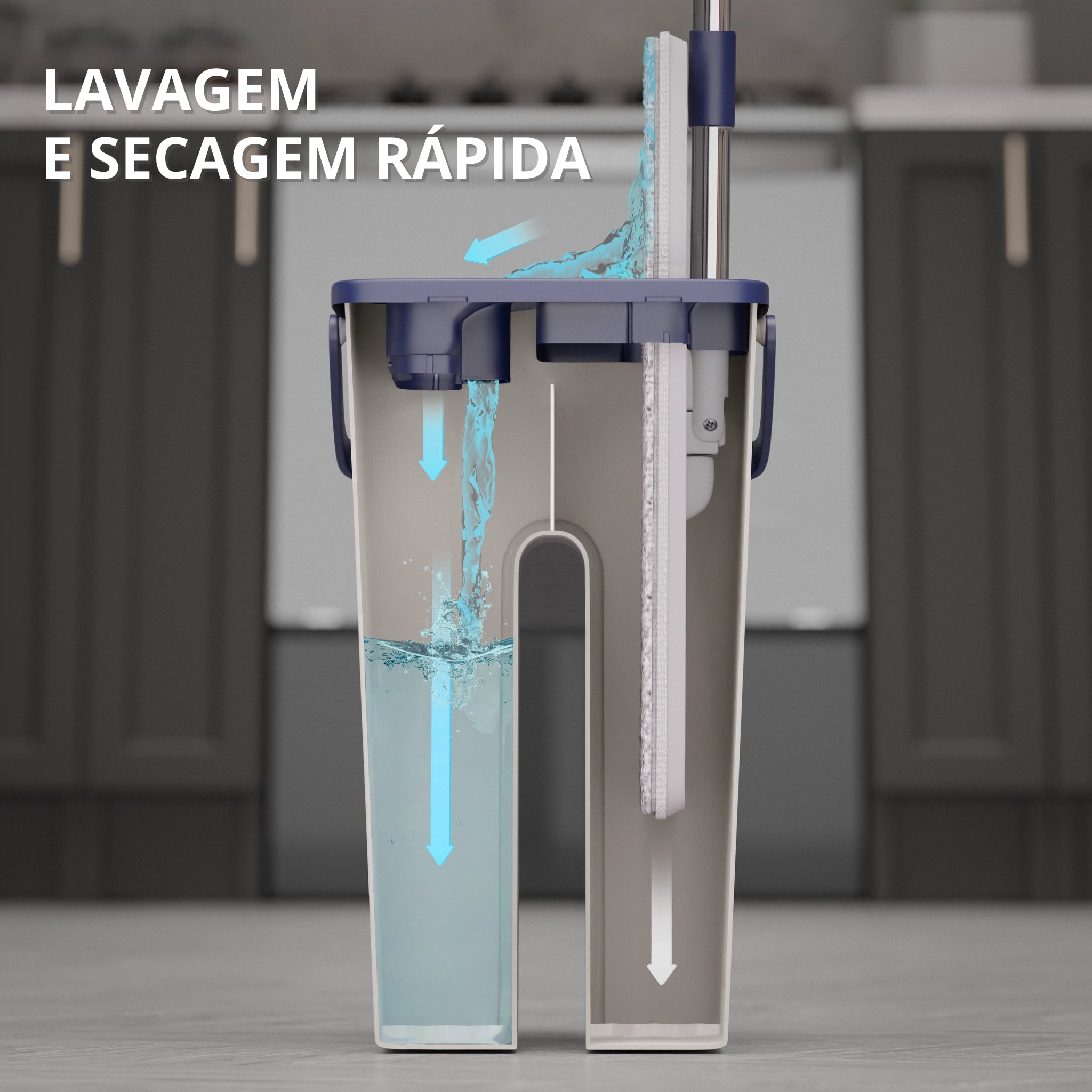 Conjunto multifuncional de esfregão e balde para lavagem e secagem Mop PRO