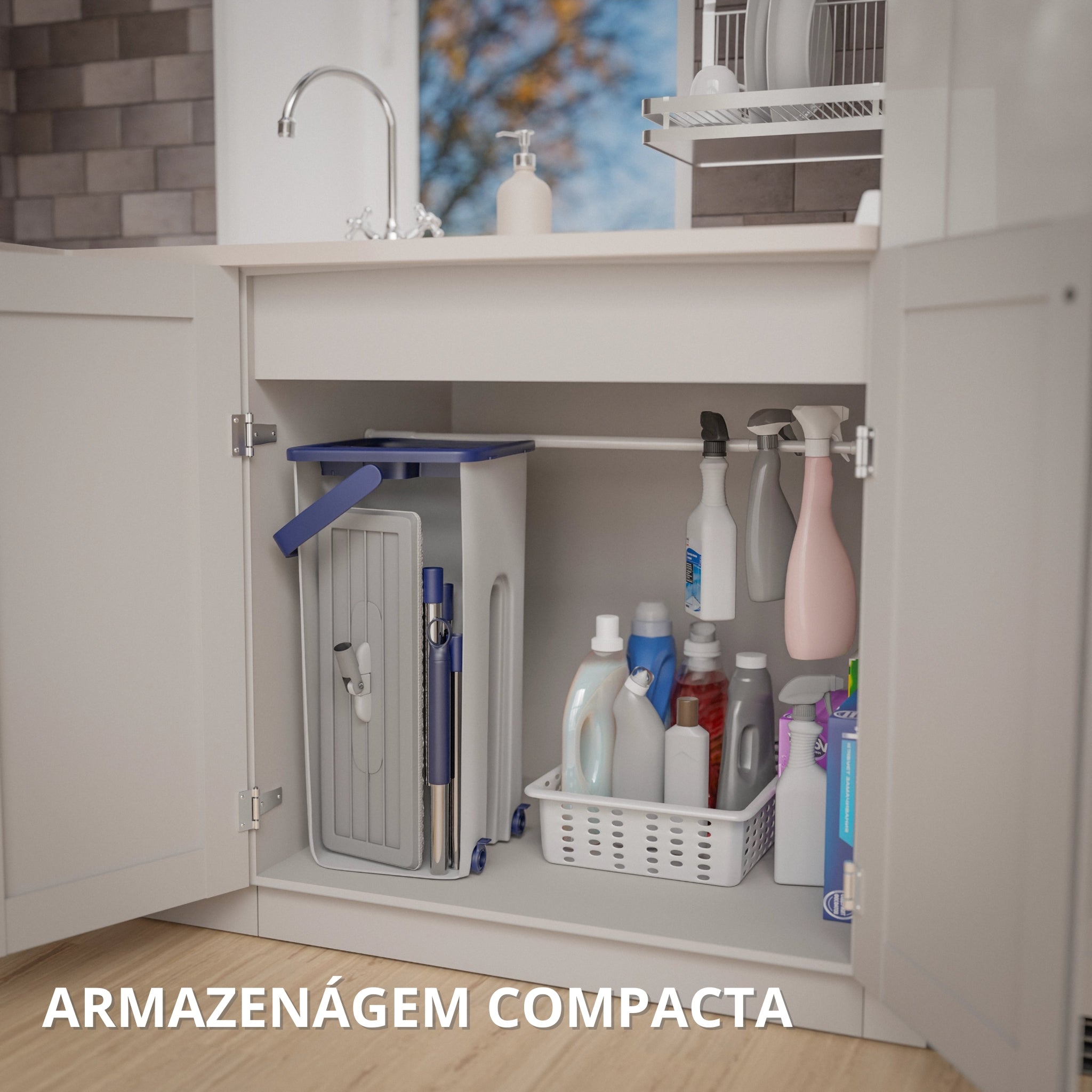 Conjunto multifuncional de esfregão e balde para lavagem e secagem Mop PRO